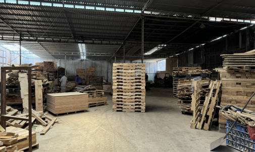 không gian xưởng pallet